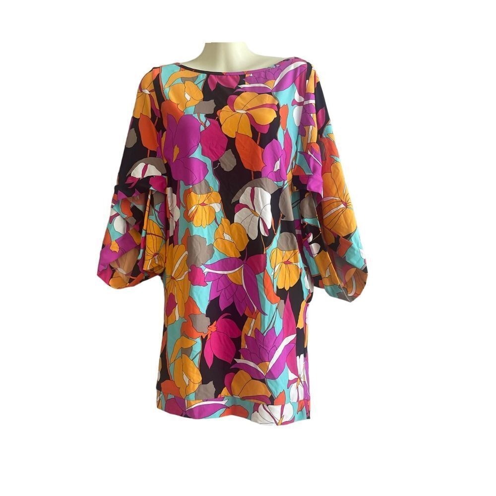 Trina Turk Gemini Floral Print Tunic Swim Cover Up Dress Size XS